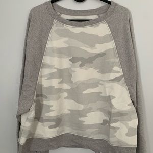 gray and white camo cropped sweatshirt from American Eagle